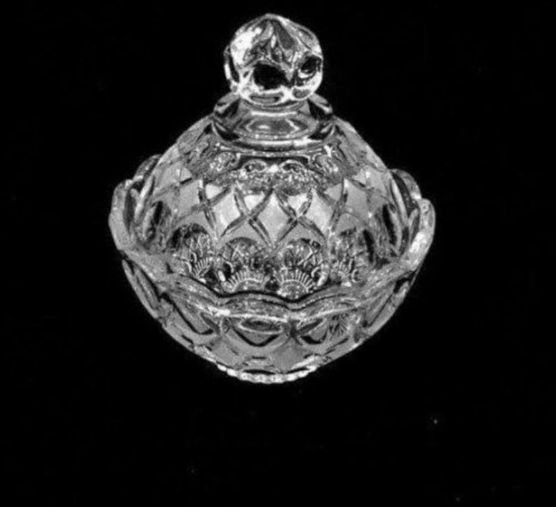 Sugar Bowl with Clear Glass Lid with Ribbed Wall and Elegant Shape Used as Storage Jar or Bonbonniere